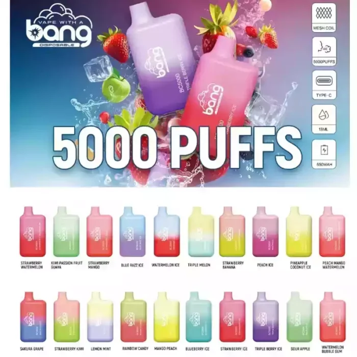 BANG BC 5000 Puffs The Ideal Wholesale Disposable Vape with 13ml E Liquid Capacity