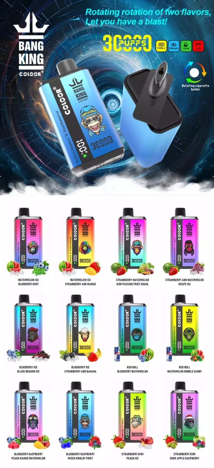 BANG King 30000 Puffs Long Lasting Vape with 36ml E liquid and Rechargeable Battery