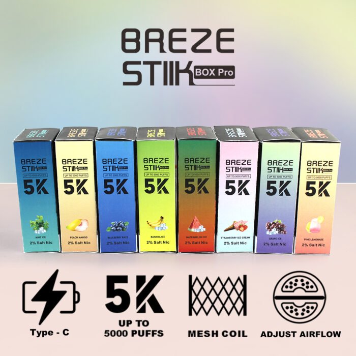 BREZE STIIK Box Pro 5000 Puffs 12ml E Liquid Capacity for Extended Use