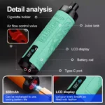 FIHP Shisha Hookah 12000 Puffs 22ml E liquid 6mg Nicotine for Extended Use