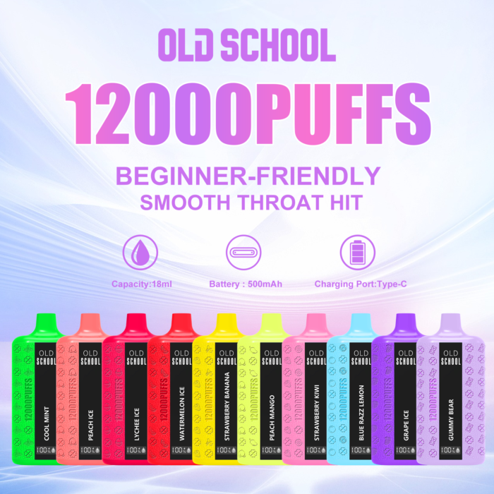 OLD SCHOOL DM 12000 Puffs High Quality Vaping with 480mAh Integrated Battery and Quick Charging