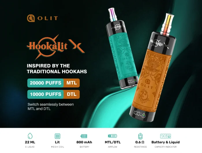 OLIT HOOKALIT X 20000 Puffs Enjoy 22ml of E Liquid Capacity for Long Lasting Flavors