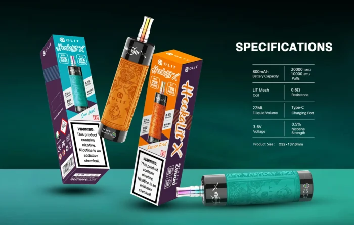 OLIT HOOKALIT X 20000 Puffs Enjoy 22ml of E Liquid Capacity for Long Lasting Flavors