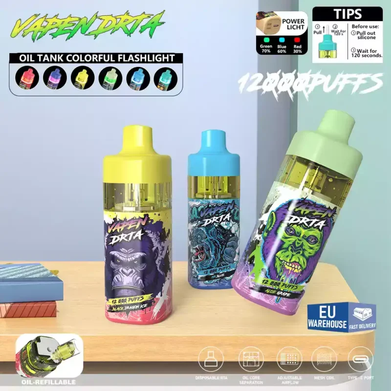 VAPEN DRTA 12000 Puffs Un Vape Desechable Potente con Capacidad de 8.5ml E Liquid