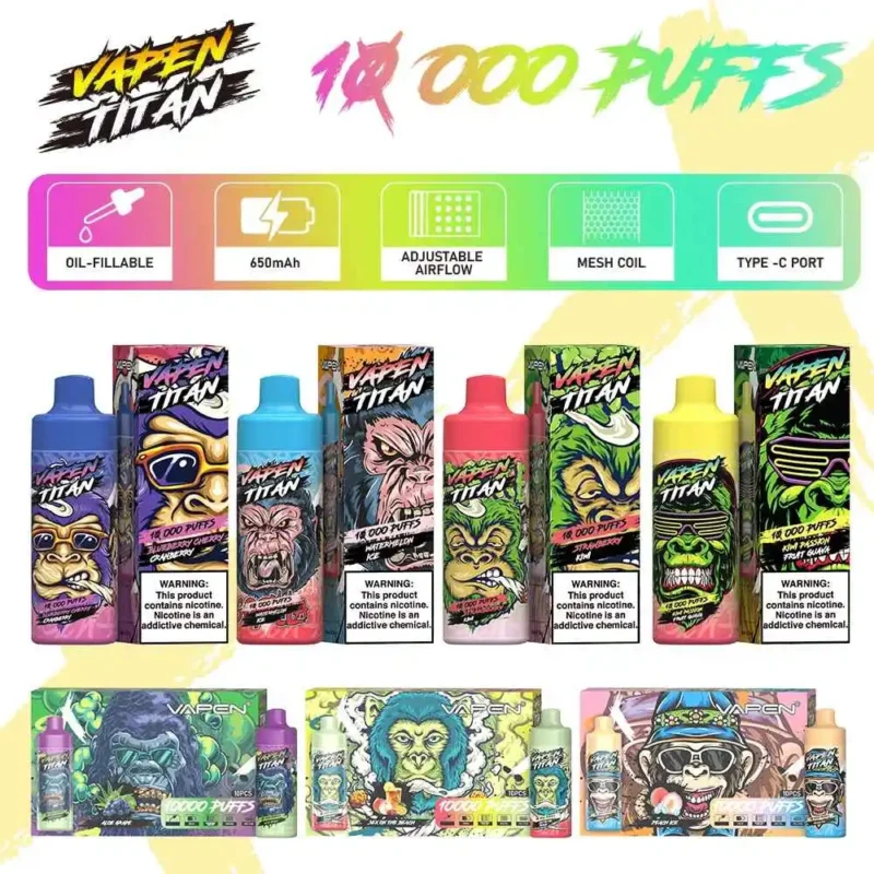 VAPEN TITAN 10000 Puffs Elige tu concentración perfecta de nicotina y disfruta de 20ml de E-líquido