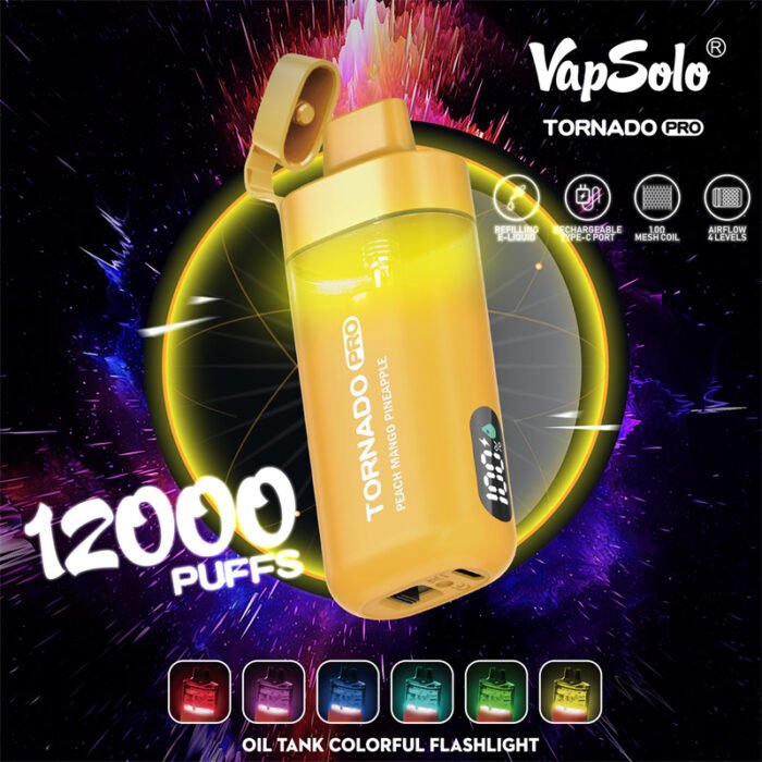 Vapsolo Tornado Pro 12000 Puffs 22ml E Liquid Kapacita baterie 650mAh