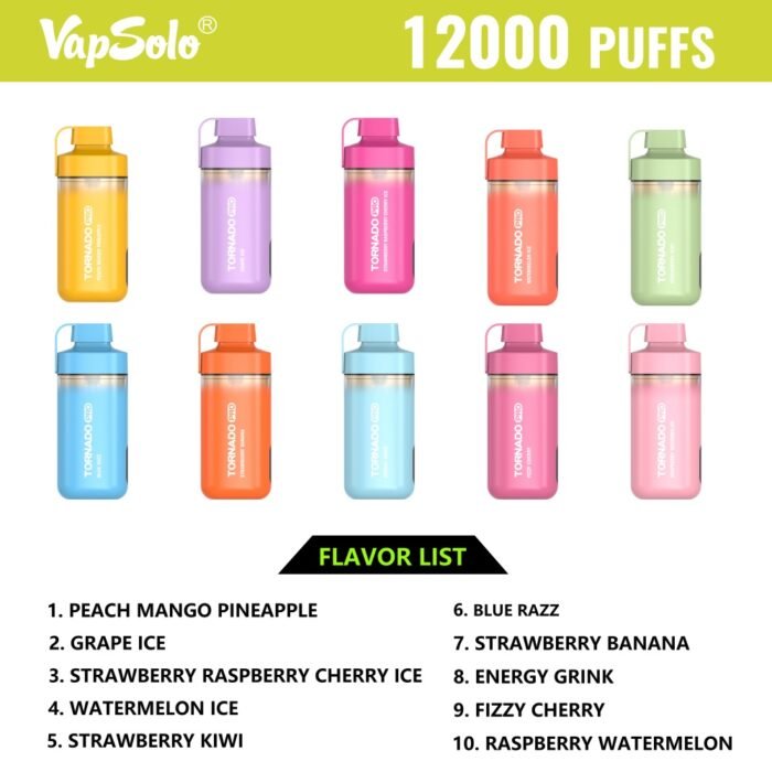 Vapsolo Tornado Pro 12000 Puffs 22ml E Liquid Kapacita baterie 650mAh