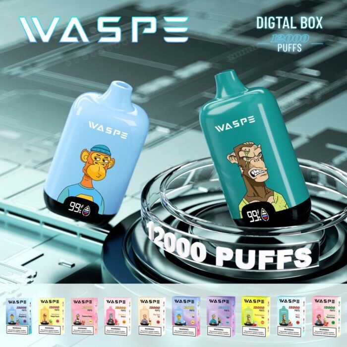 WASPE 12000 Digital Box Puffs A Wholesale Disposable Vape with 20ml Capacity and 10 Flavor Options