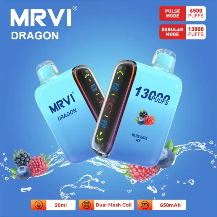 MRVI DRAGON 13000 Puffs Vape Dual Mesh Coil Type C Charging & 20mL E Liquid Capacity