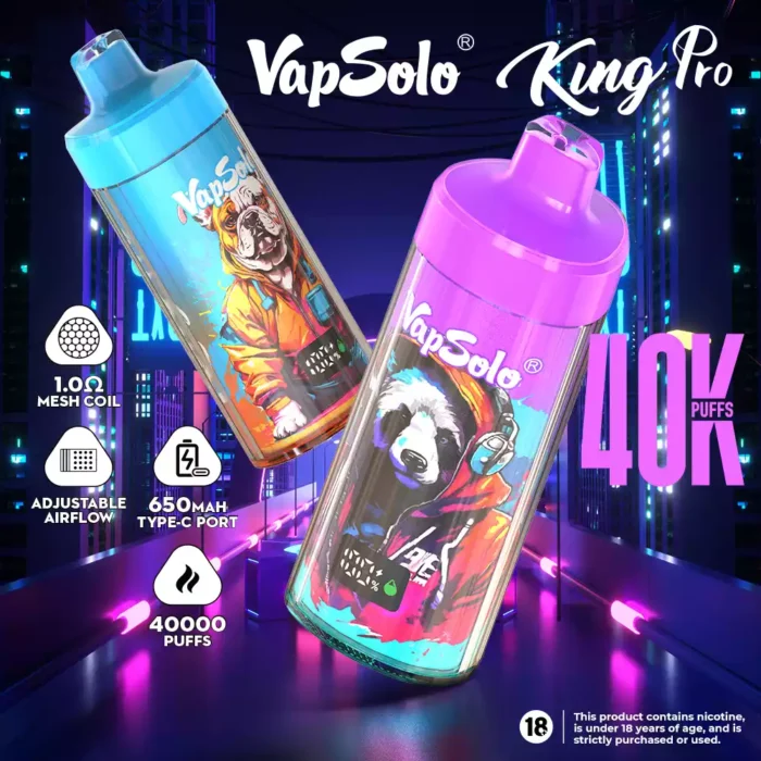Vapsolo KING PRO 40K High Performance, Rechargeable Disposable Vape