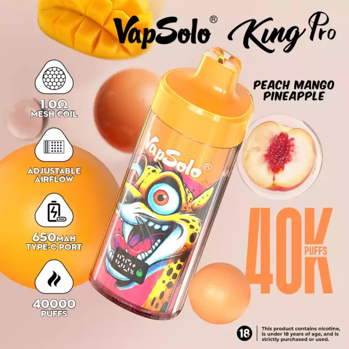 Vapsolo KING PRO 40K High Performance, Rechargeable Disposable Vape